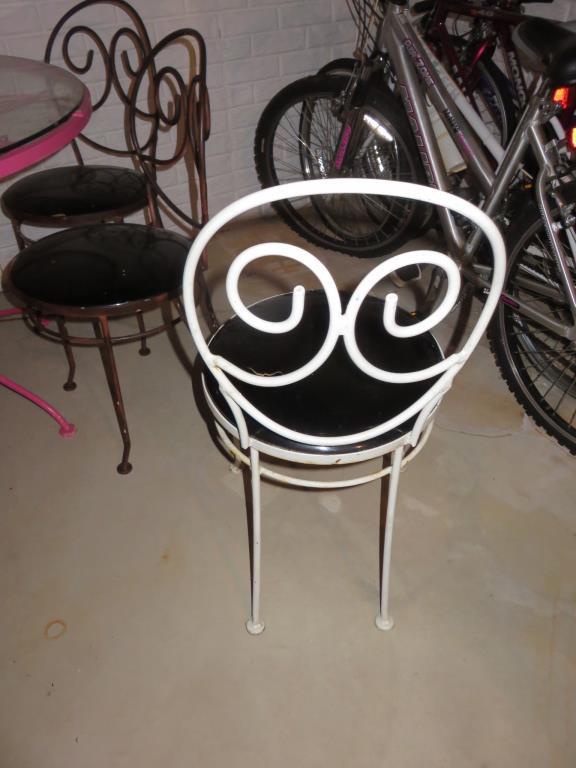 Metal Glass-Top Table With Chairs - B