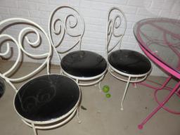 Metal Glass-Top Table With Chairs - B