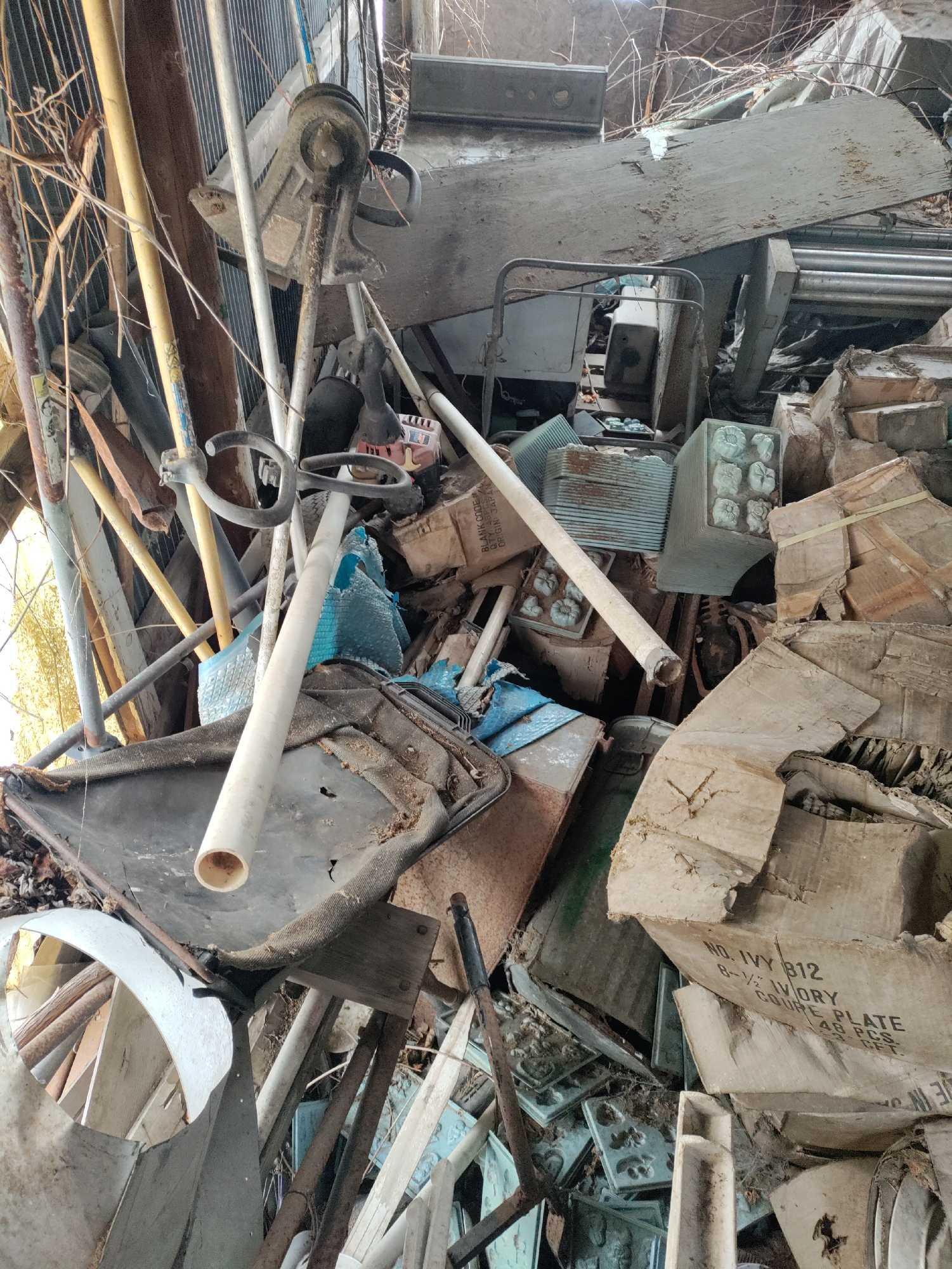 Front Garage (FG))- Large Lot of Dishes and Shrink Wrapping Machines