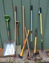 Misc. shovels, picks, axe, sledge hammer