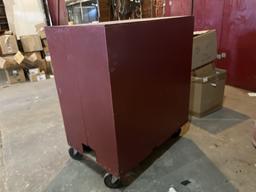 34 1/2" x 22 1/2" x 40 1/2" Wooden Rolling Shelf
