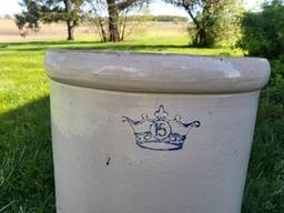 Very Large 15 Gallon Blue Crown Crock " Robinson Ransbottom