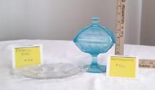 WESTMORELAND GLASS DISH AND FOSTORIA TRAY