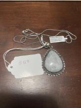 Rainbow Moon Stone Necklace with Chain German Silver