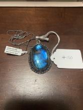 Labarodorite Necklace with Chain German Silver