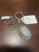 Rainbow Moon Stone Necklace with Chain German Silver