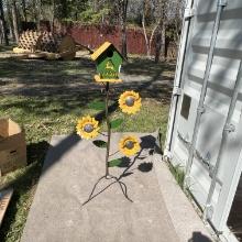 Decorative Garden Stake with Birdhouse and Sunflowers -John Deere