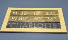 Wooden Charlotte coordinates sign