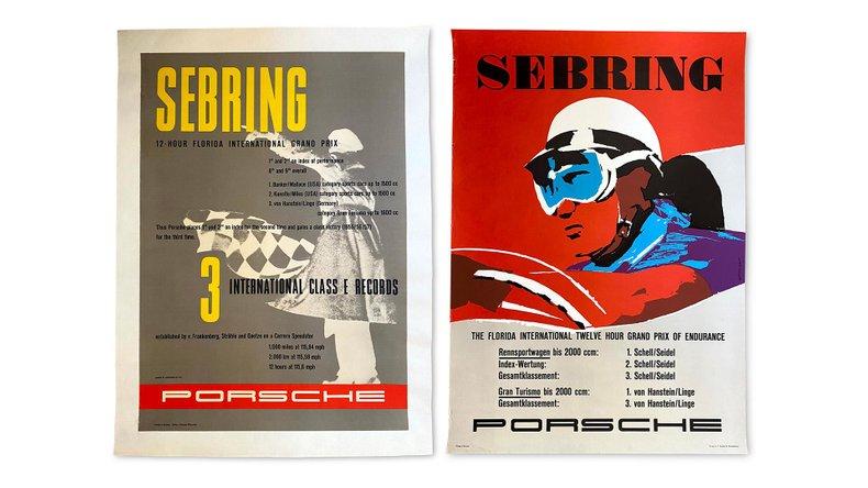 1957 Sebring 12 Hours and 1958 Sebring 12 Hours Porsche Factory Racing Posters