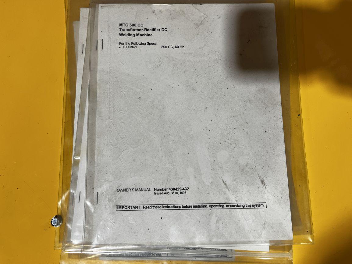 Unused MTG 500 CC Transformer - Rectifier  DC Welding Machine