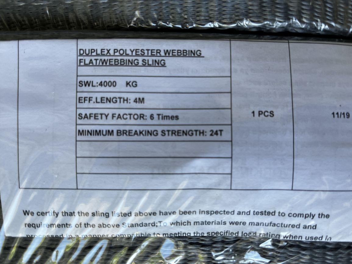 (4) NEW Paladin Duplex Poly Webbing 24T Lifting Slings