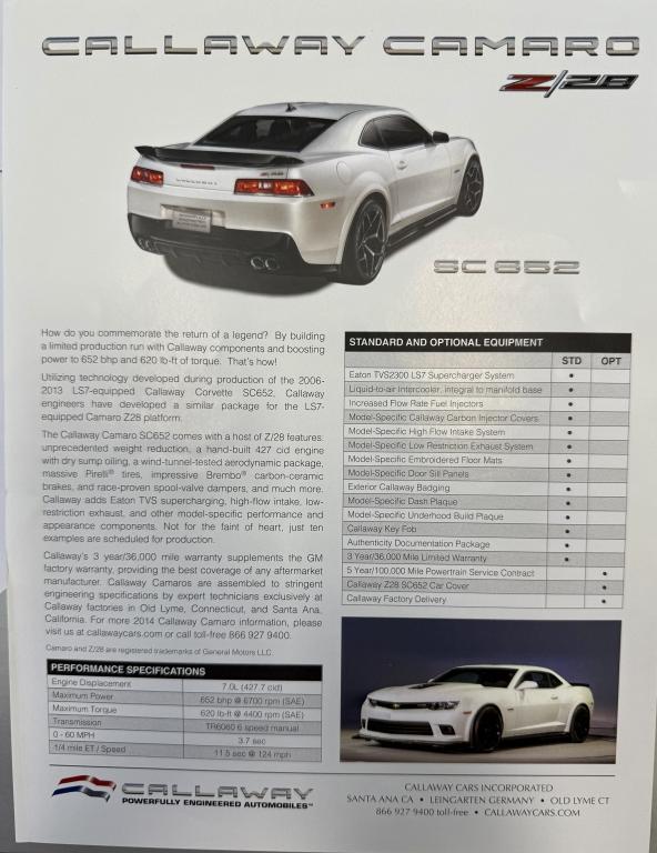 2014 Chevrolet Camaro Z/28 Callaway Sc652