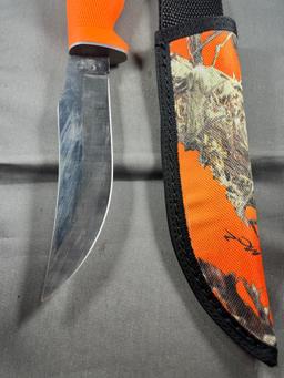 Case XX LT223-5 Straight knife with matching orange camouflage sheath