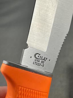 Case XX LT223-5 Straight knife with matching orange camouflage sheath