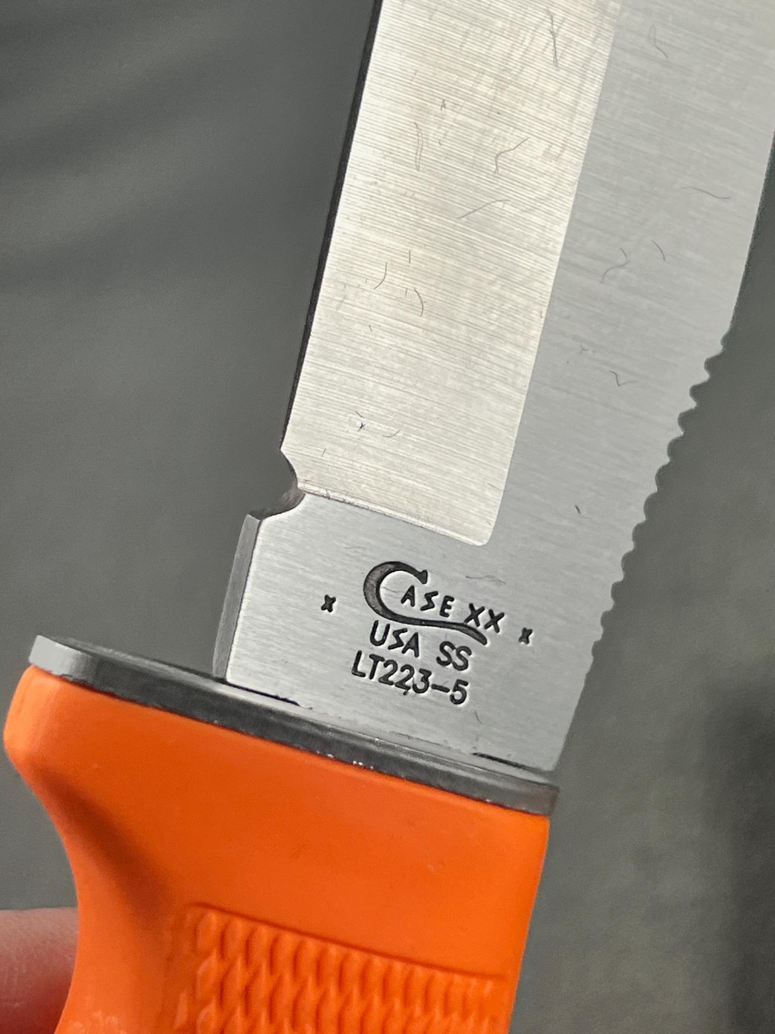 Case XX LT223-5 Straight knife with matching orange camouflage sheath