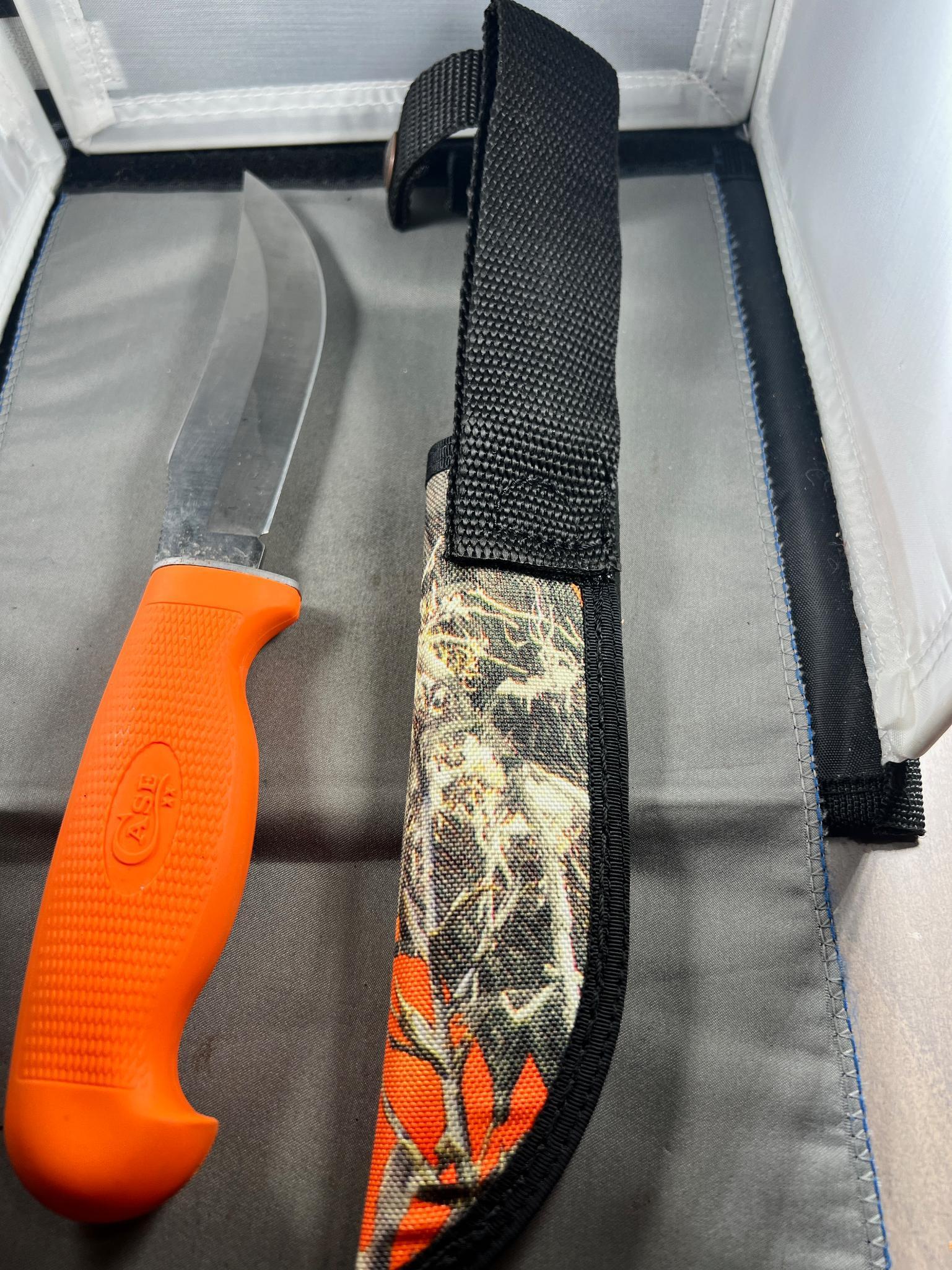 Case XX LT223-5 Straight knife with matching orange camouflage sheath