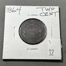 1864 US 2 Cent Piece, Civil War Coin