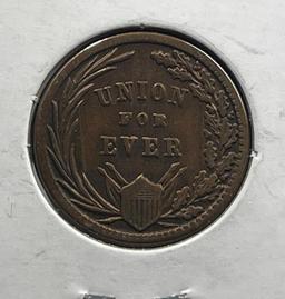 1863 Civil War Token, First in War, First in Peace, Union For Ever