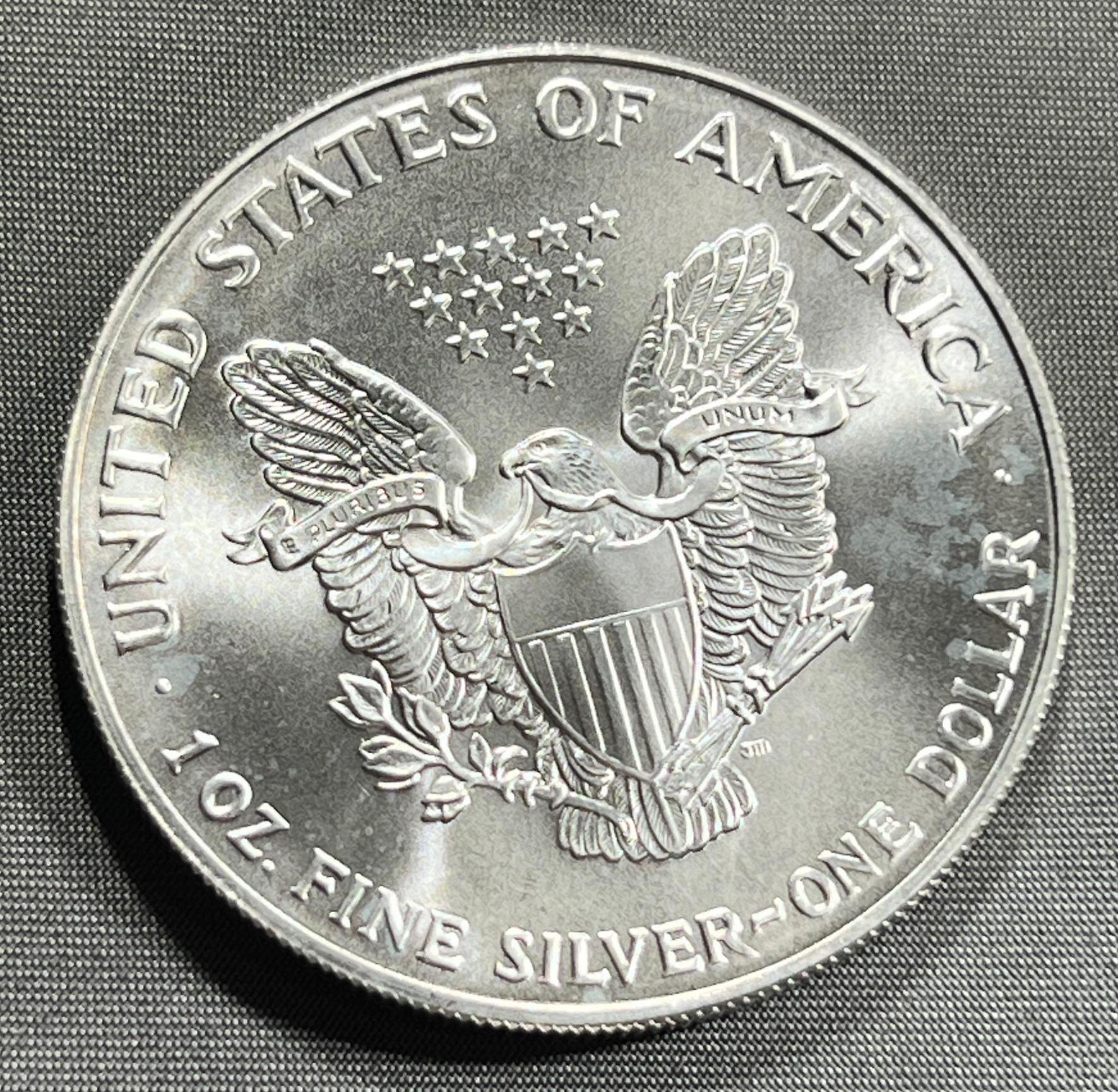 1993 US Silver Eagle Dollar Coin, .999 Fine Silver