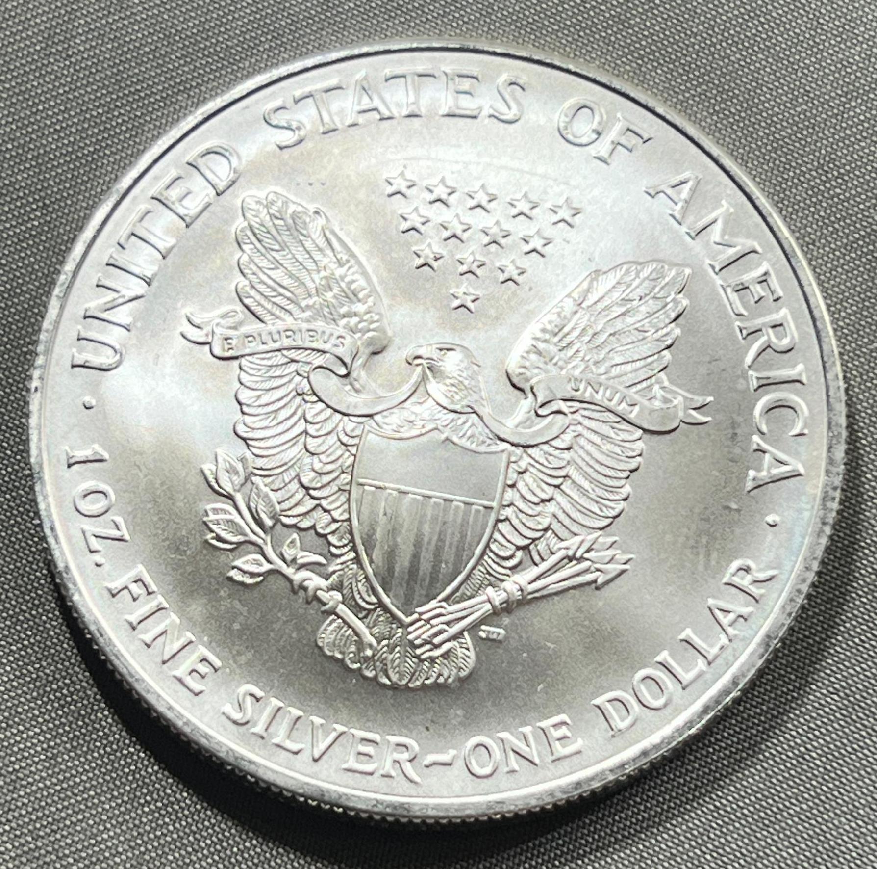 2007 US Silver Eagle Dollar Coin, .999 Fine Silver