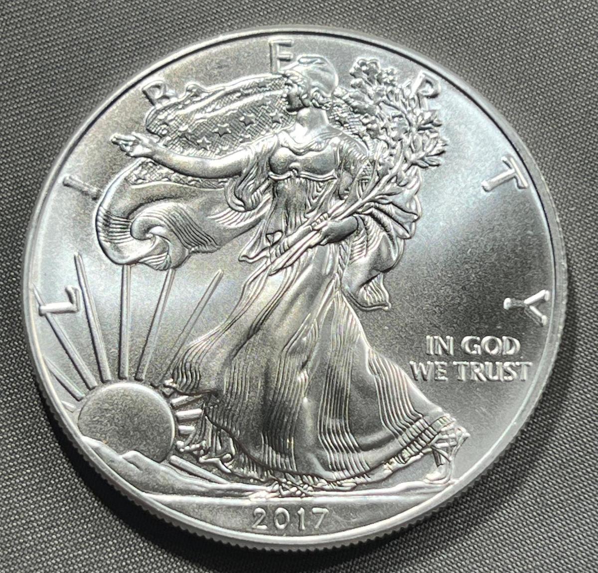 2017 US Silver Eagle Dollar Coin, .999 Fine Silver