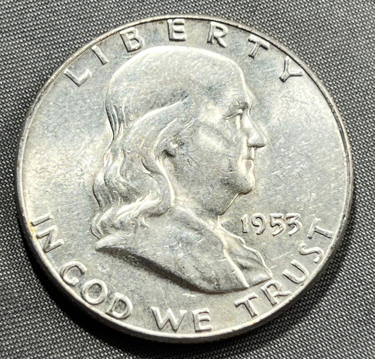 1953 Benjamin Franklin Half Dollar, 90% Silver