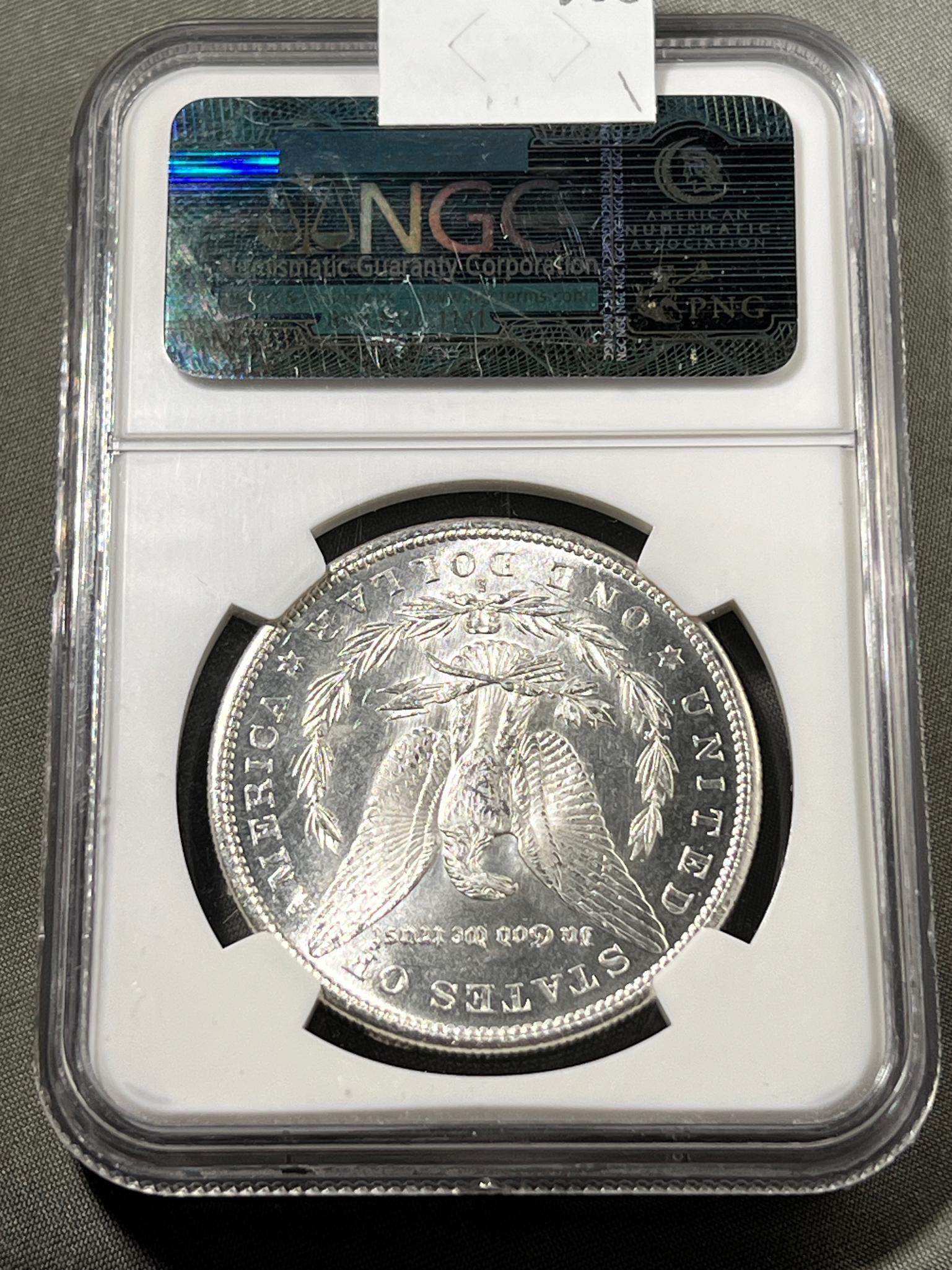 1880-S Morgan Silver Dollar in NGC MS64 Holder