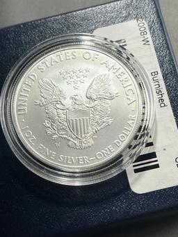 2008-W US Silver Eagle Dollar coin in US Mint box
