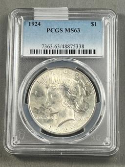 1924 Peace Dollar in PCGS MS63 Holder