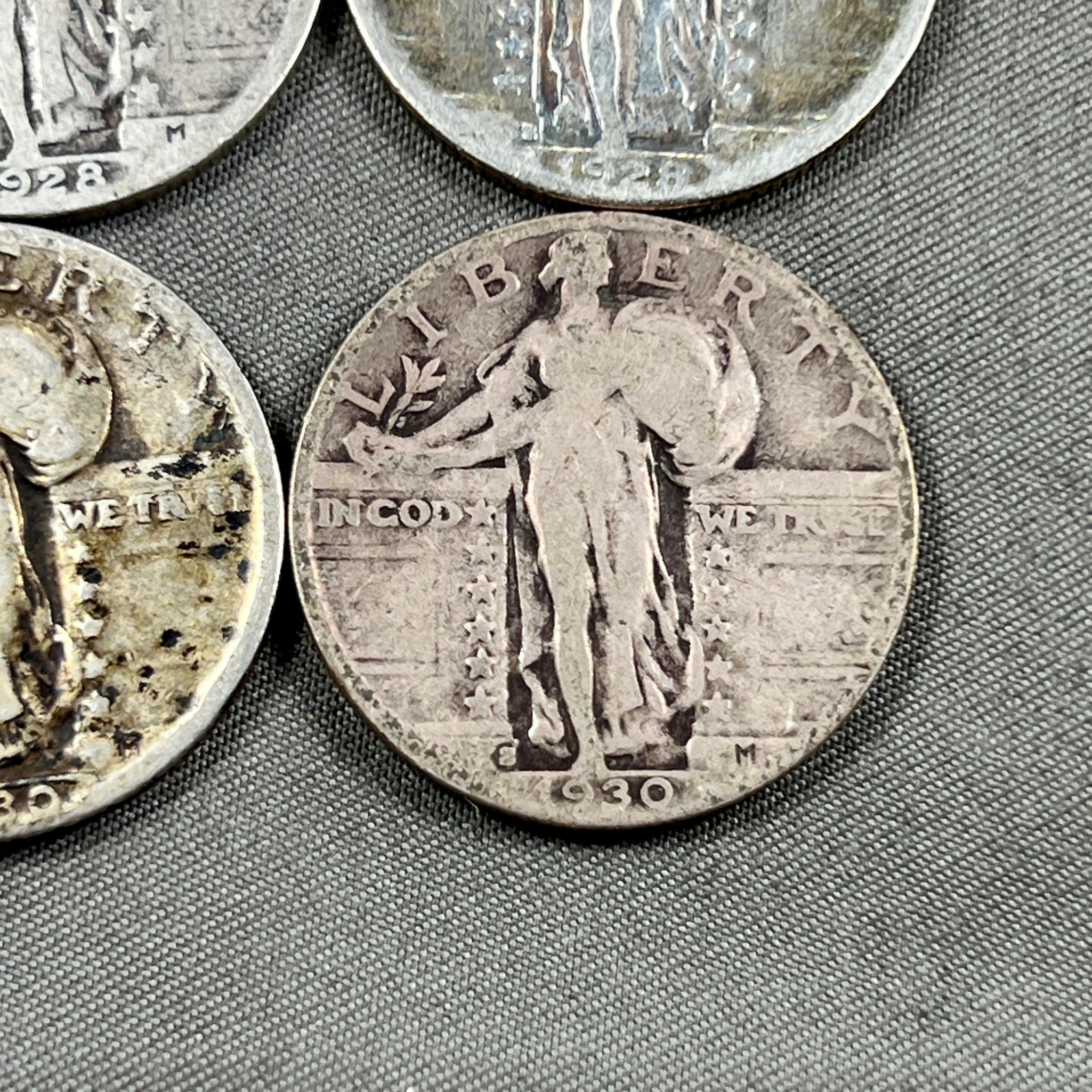 COLLECTION STARTER of 9- Standing Liberty Quarters, 1925, 26, 26S, 27, 28, 28S, 29, 30 and 1930S