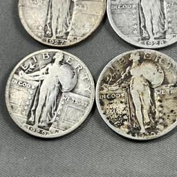 COLLECTION STARTER of 9- Standing Liberty Quarters, 1925, 26, 26S, 27, 28, 28S, 29, 30 and 1930S