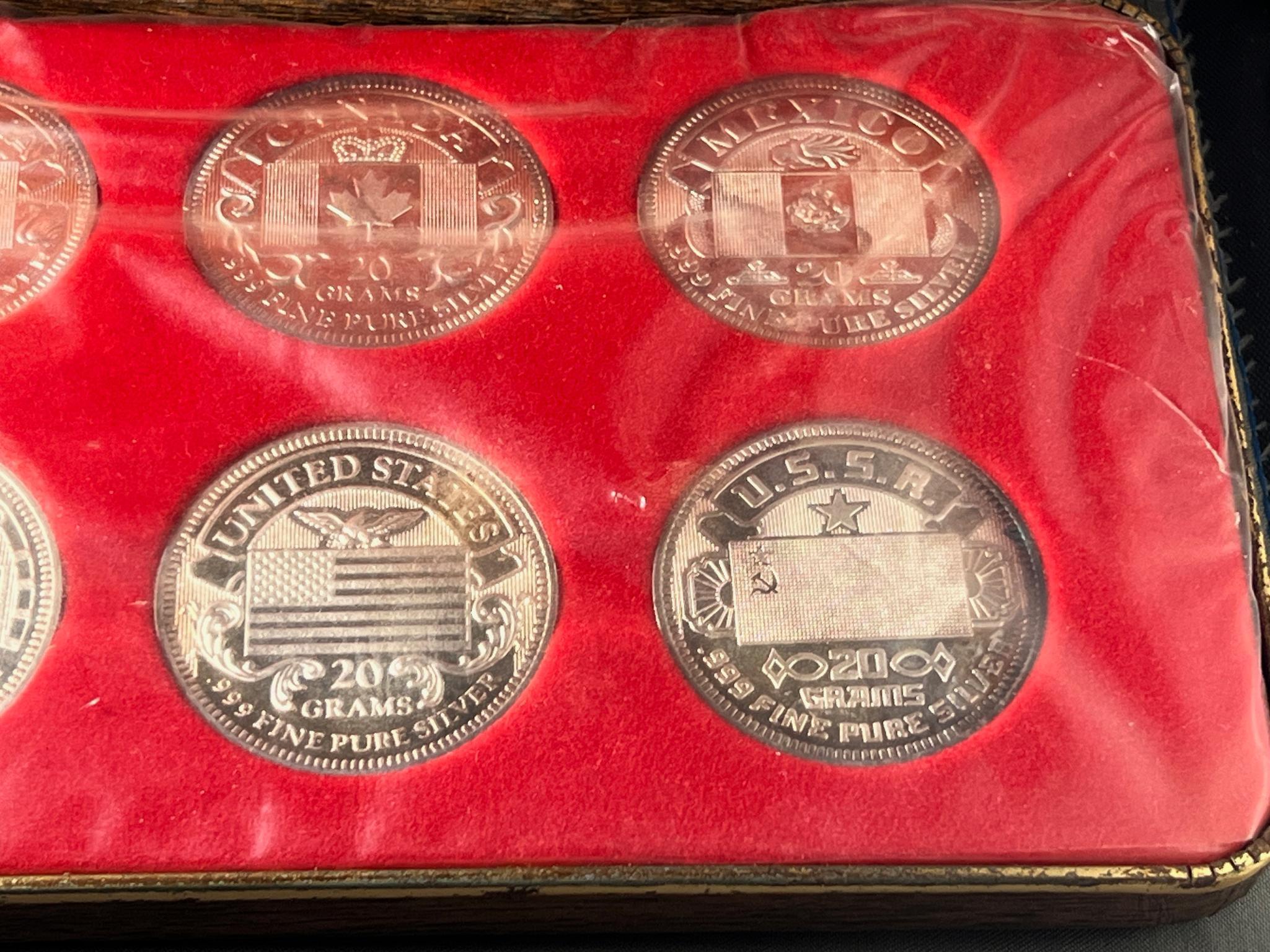 The Silver Mint Nation Set, each coin is 20 grams of .999 pure silver