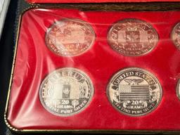 The Silver Mint Nation Set, each coin is 20 grams of .999 pure silver