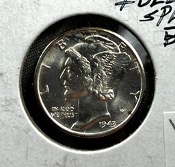 1943-D Mercury Dime, Choice BU, Full Split Bands