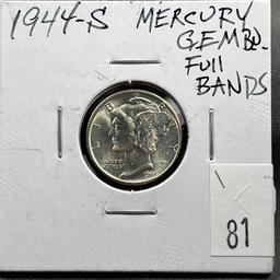 1944-S Mercury Dime, GEM BU Full Bands