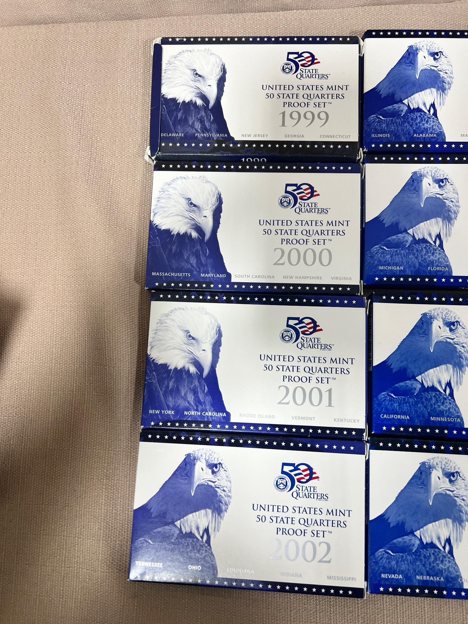 1999, 2000, 2001, 2002, 2003, 2004, 2005 and 2006 Statehood Quarters ONLY US Proof Sets, SELLS TIMES