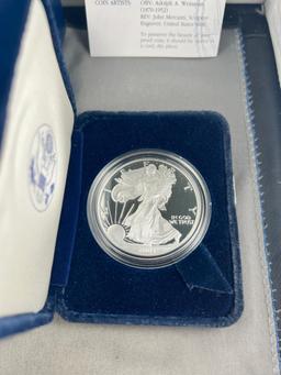 2003-W Proof US Silver Eagle in Mint box, .999 fine silver