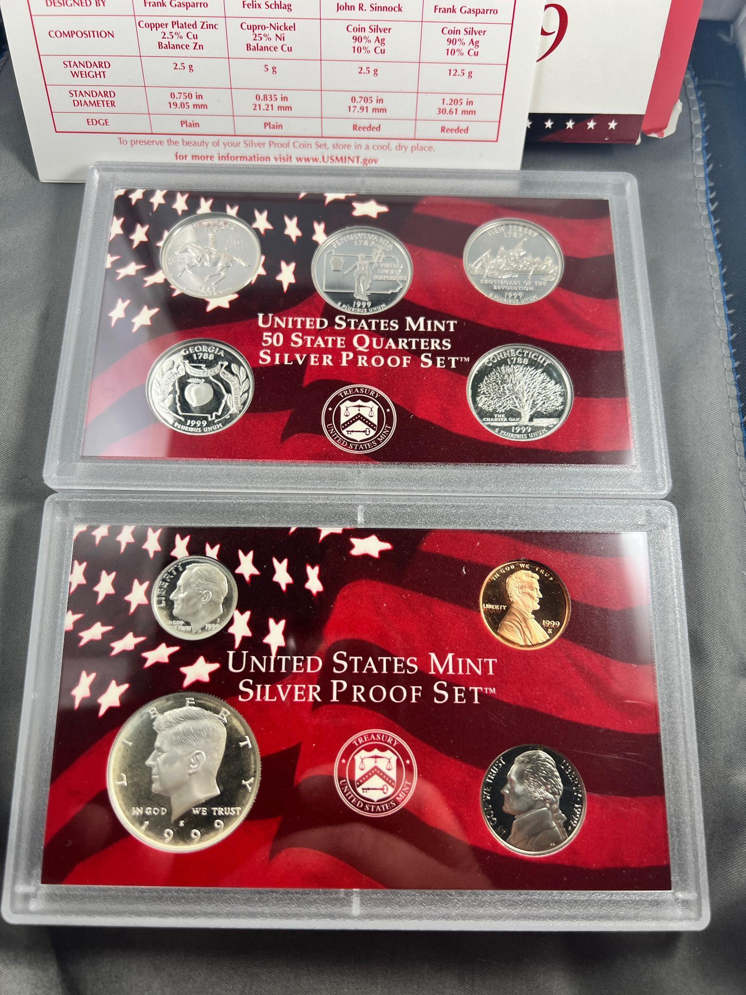 SILVER 1999-S Complete Proof Set w/ silver statehood quarters included