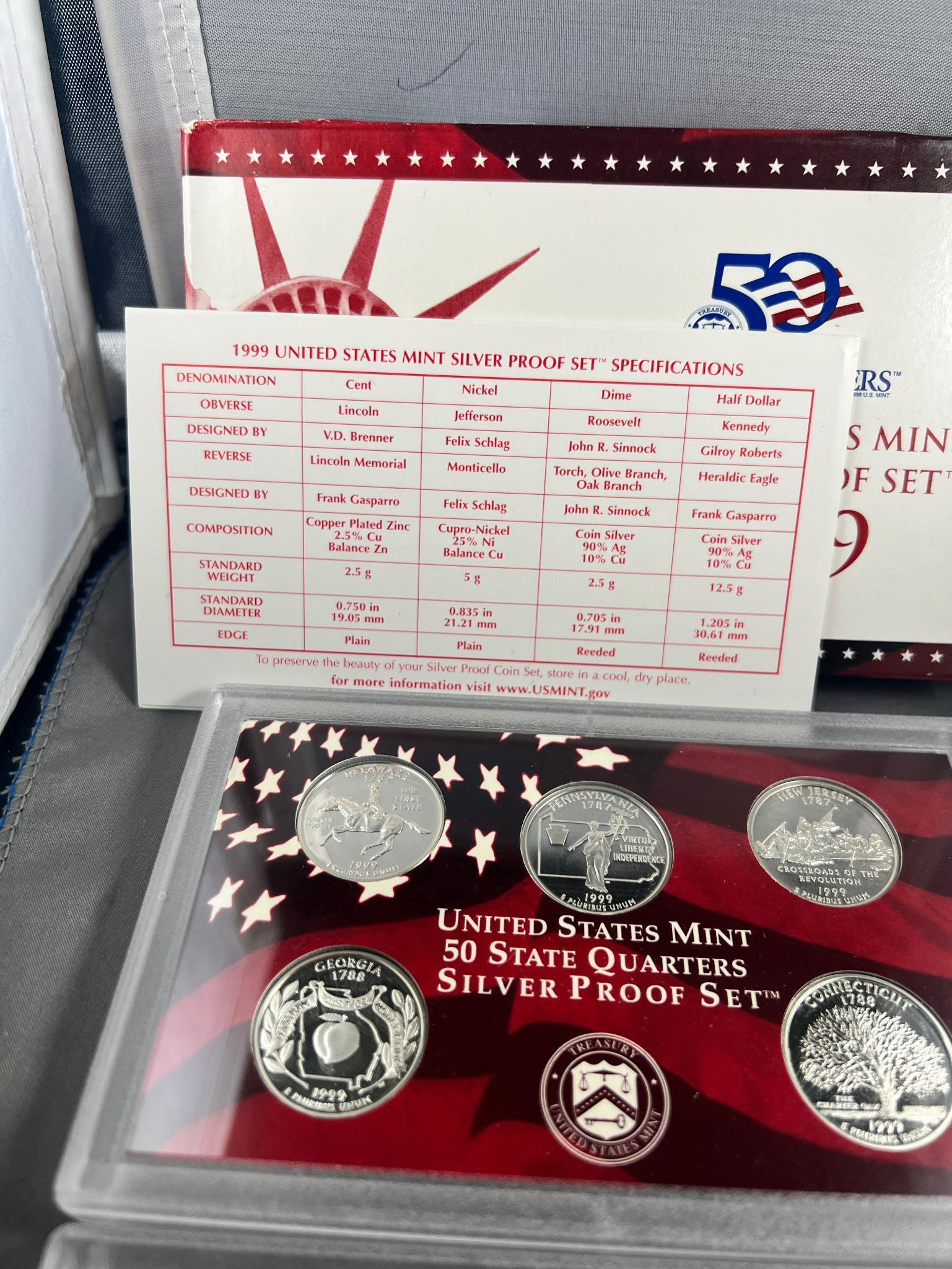 SILVER 1999-S Complete Proof Set w/ silver statehood quarters included