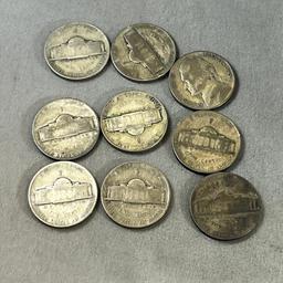 9- 35% Silver War Nickels