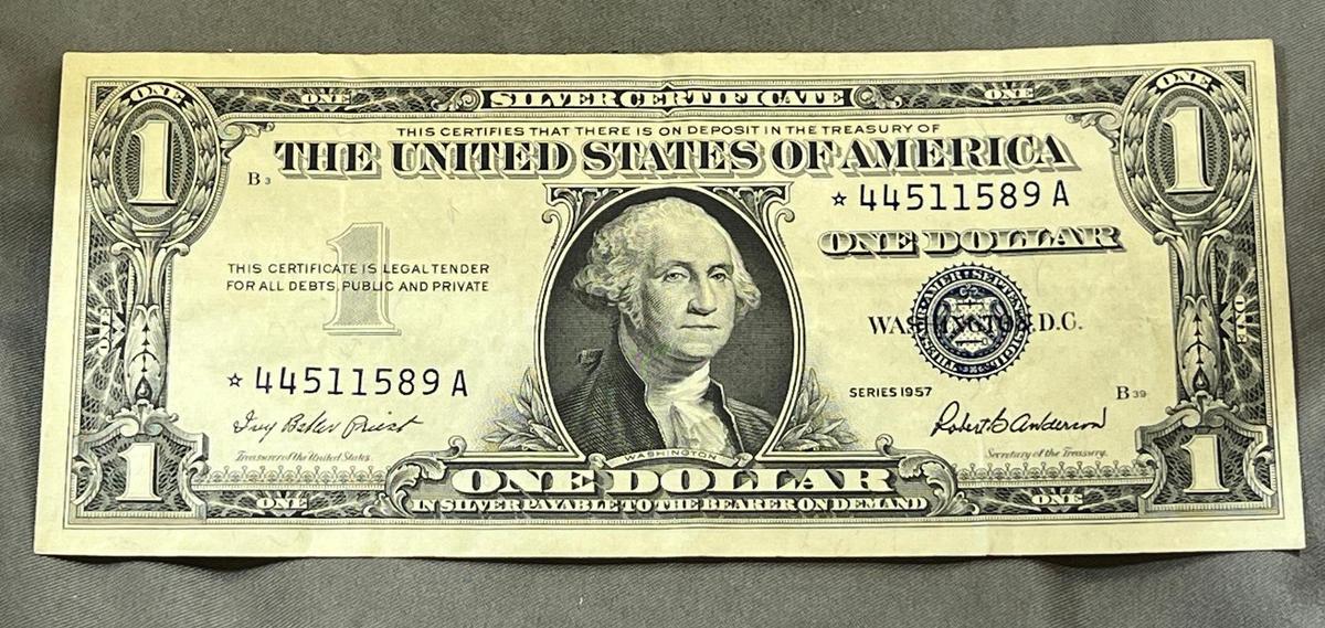 1957 One Dollar Silver Star Note Certificate, minimal circulation