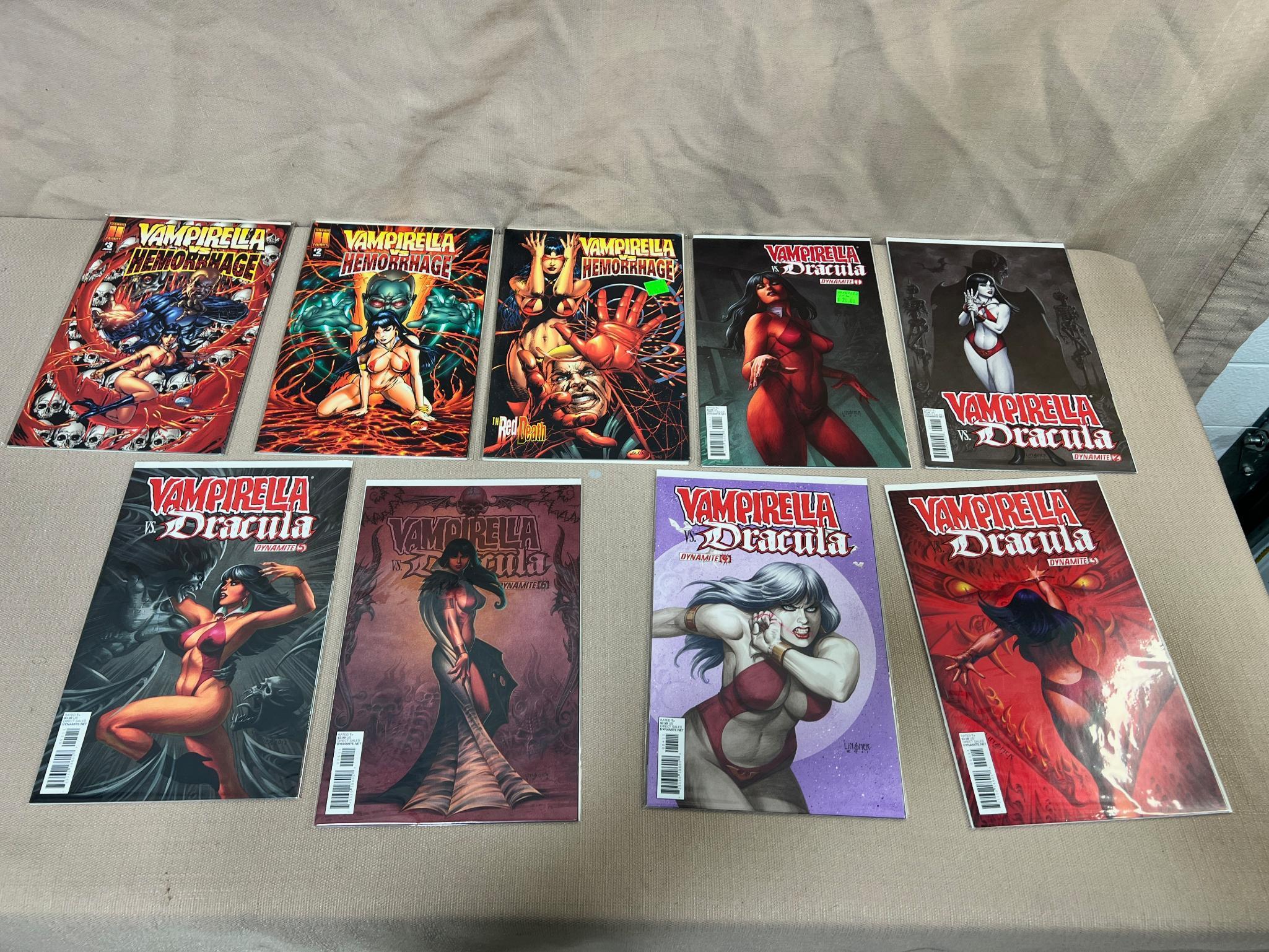 9- Asst. Vampirella Comic Books, Vs Dracula 1-6, and Vs Hemorrhage 1-3