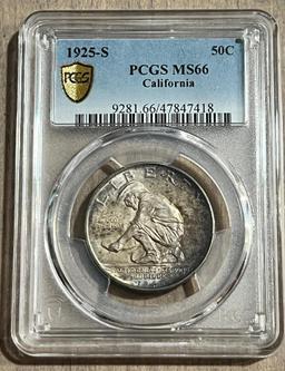 AUCTION SPOTLIGHT! 1925-S CALIFORNIA COMMEMORATIVE Half Dollar in PCGS MS66 Holder