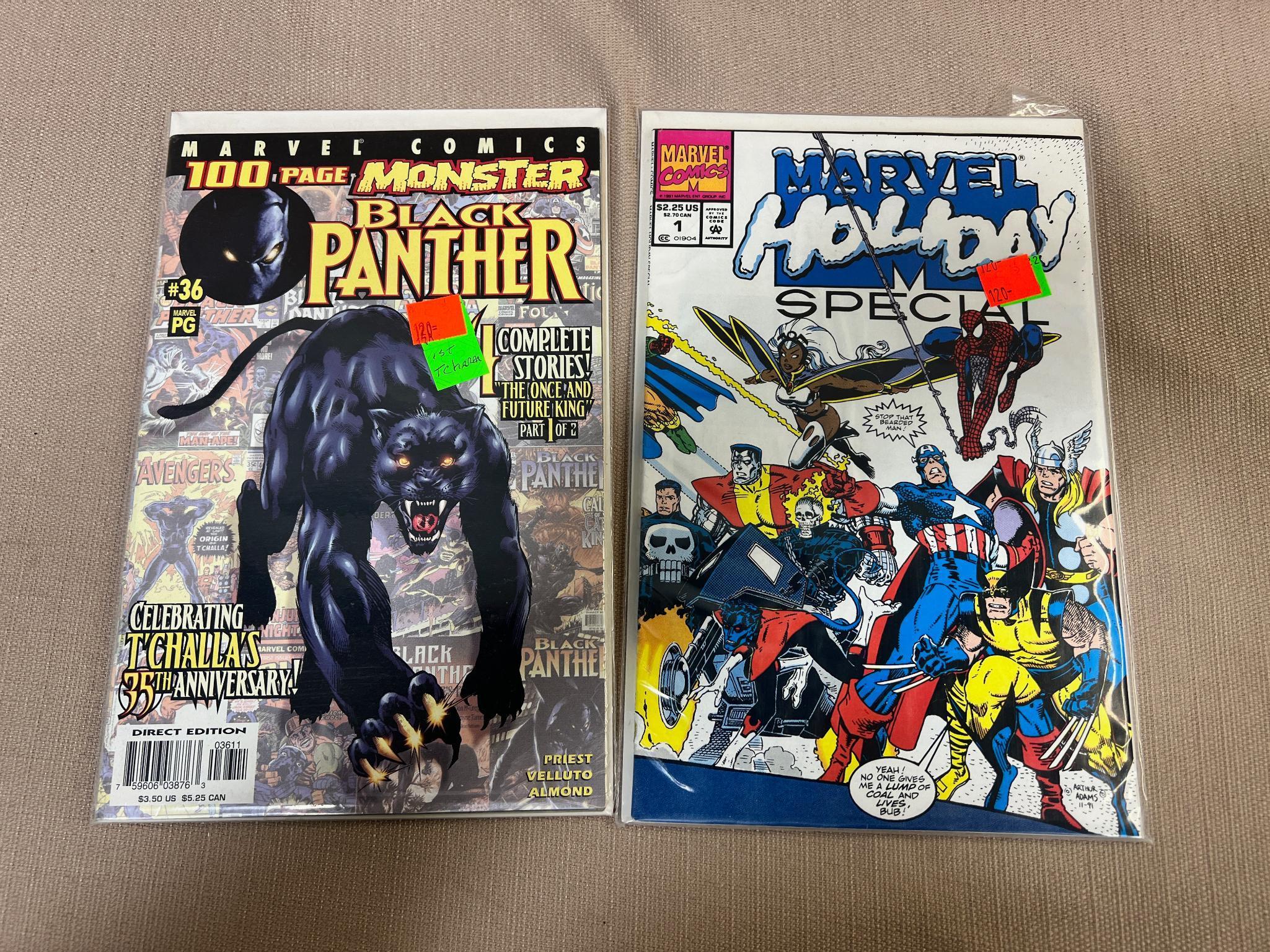 Marvel Holiday Special and 100 Page Monster Black Panther comic books