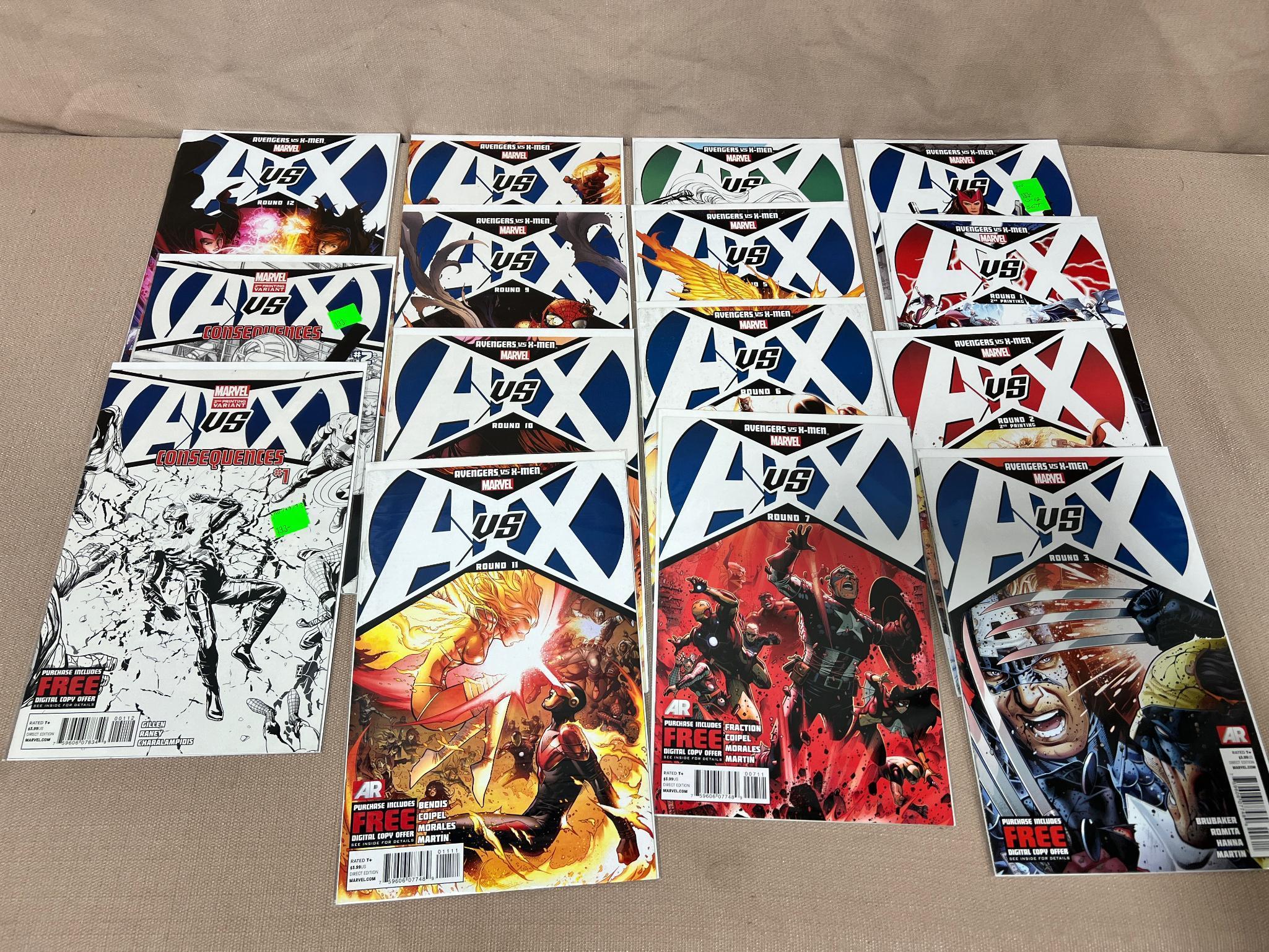 15- X-Men vs Avengers Comic books, 0-12 plus alternates