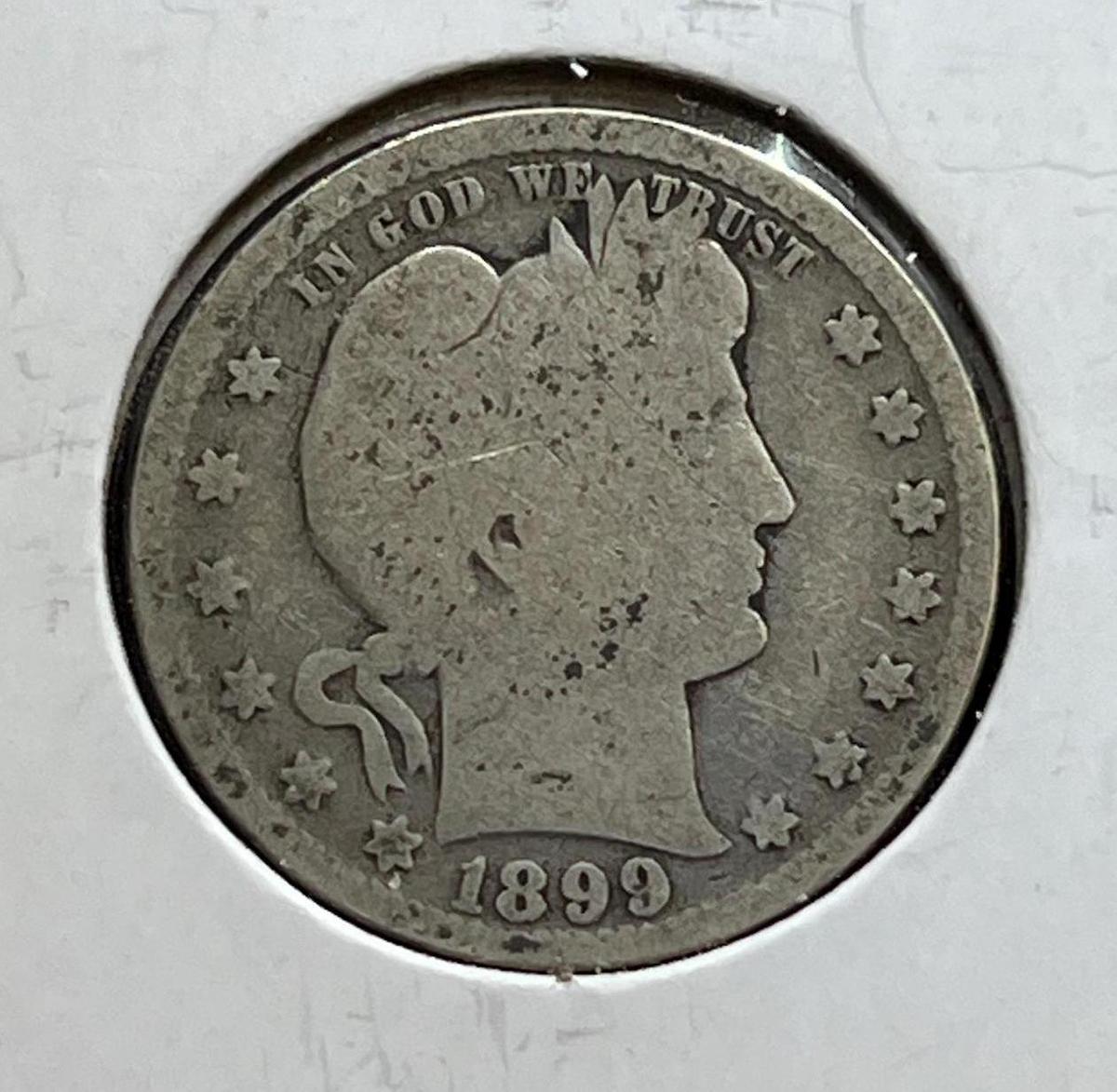 1899 Barber Quarter Dollar, 90% Silver