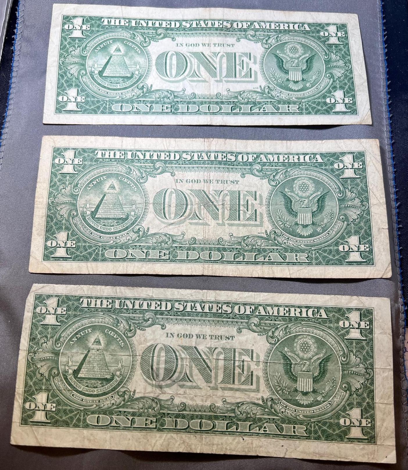 3- 1957 Silver Certificate Star Notes, 1957, 1957A, 1957B