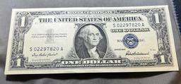 1957 One Dollar Silver Certificate, minimal circulation