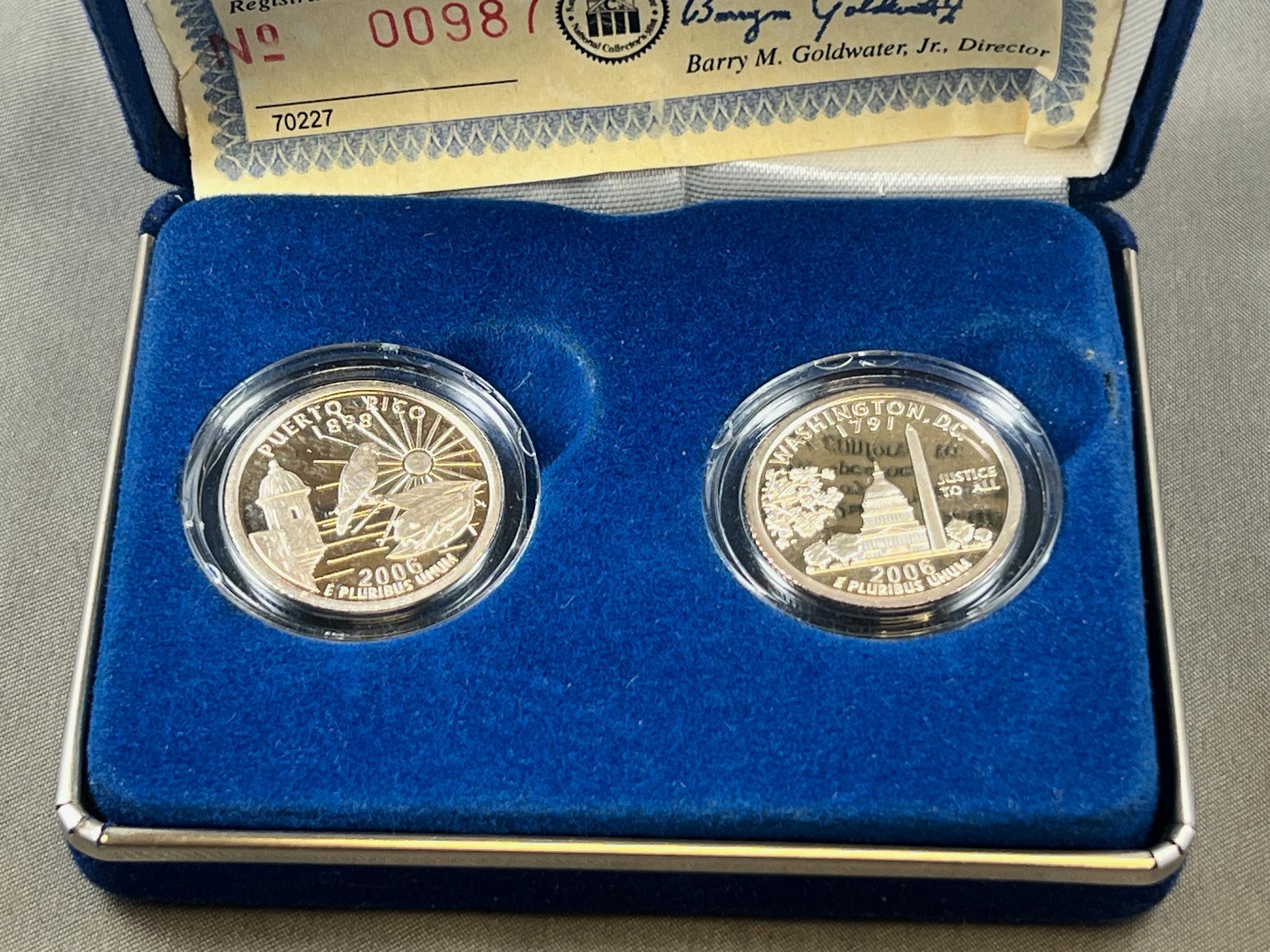 National Collector's Mint 51st State Quarter Tribute coins, each coin is a 1/4 ounce .999 silver