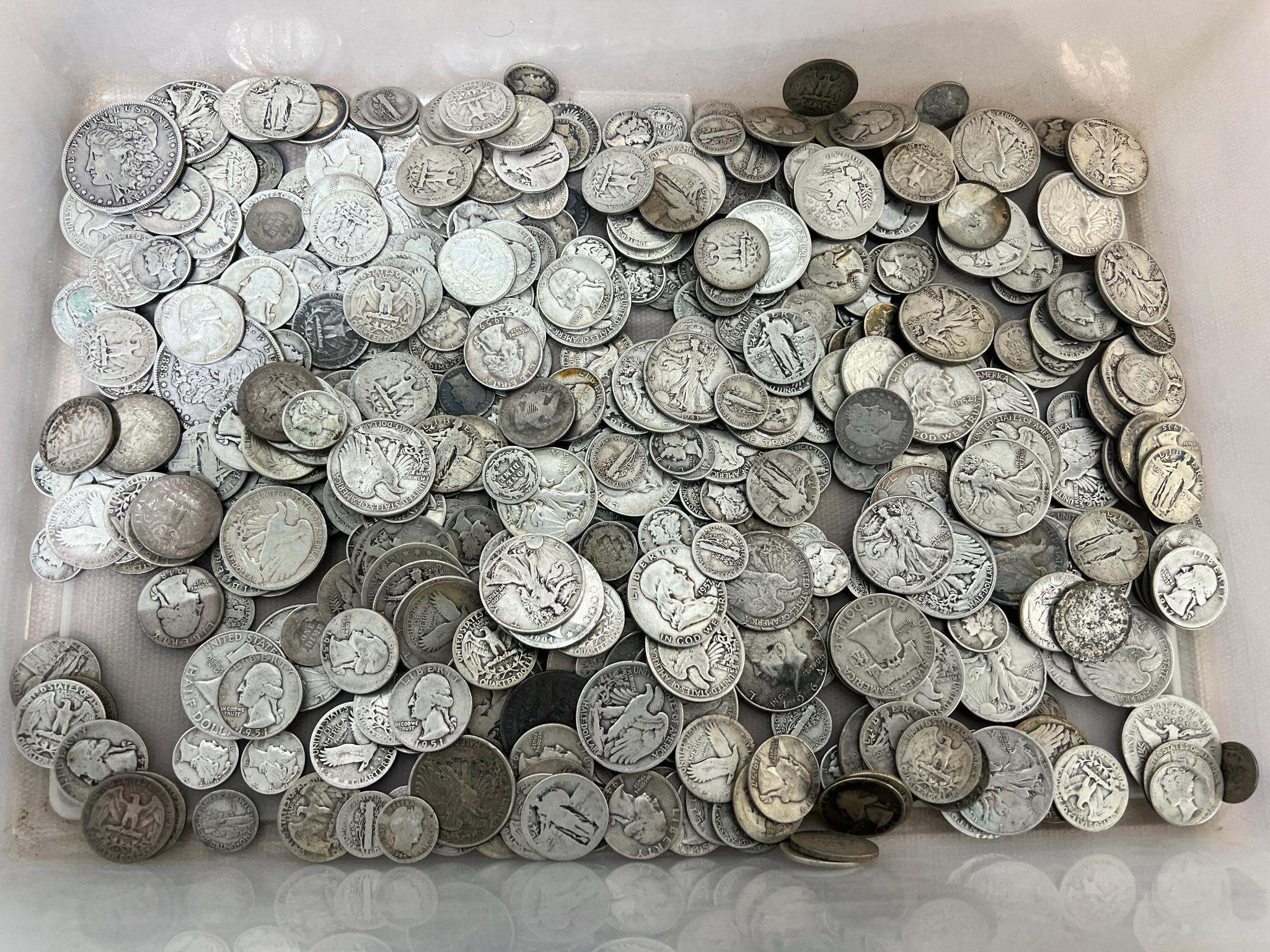 $106.60 Face Value of Asst. Constitutional 90% silver coins, Morgans, Silver Quarters, Dimes& hal...